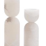 SET OF TWO STONE/ ALABASTER CANDLEHOLDERS - Luxury Furniture Mercato Interiors